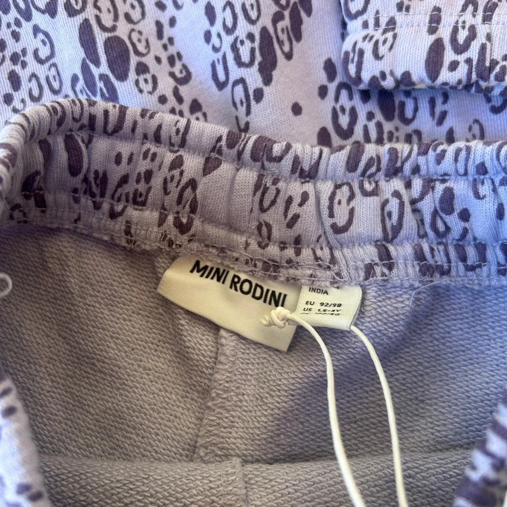 Mini Rodini Purple Leopard Print Sweatshirt and Shorts Set 92/98 1.5-3Y NWT